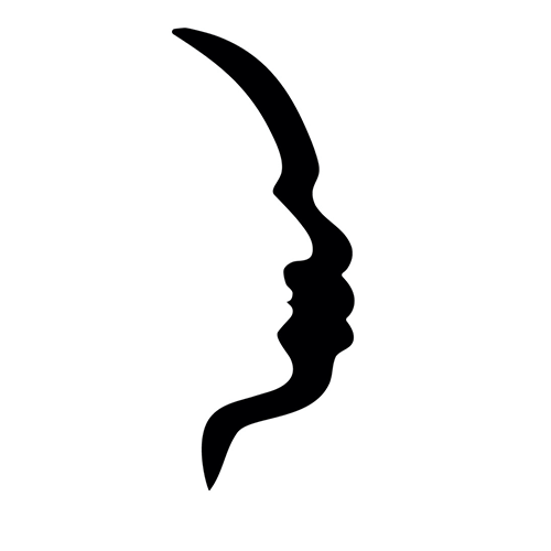 Black and white profile side view of face as symbol of equality